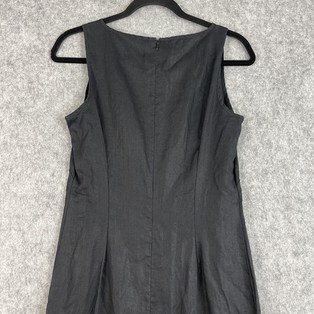 Vintage Ann Taylor Linen Dress Womens 10P Black Sleeveless Slits Minimal Modest - Picture 10 of 12